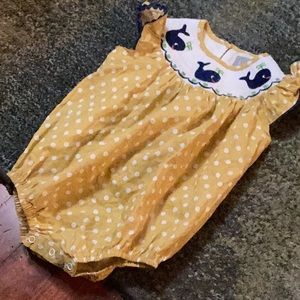 Whale smocked bubble suit